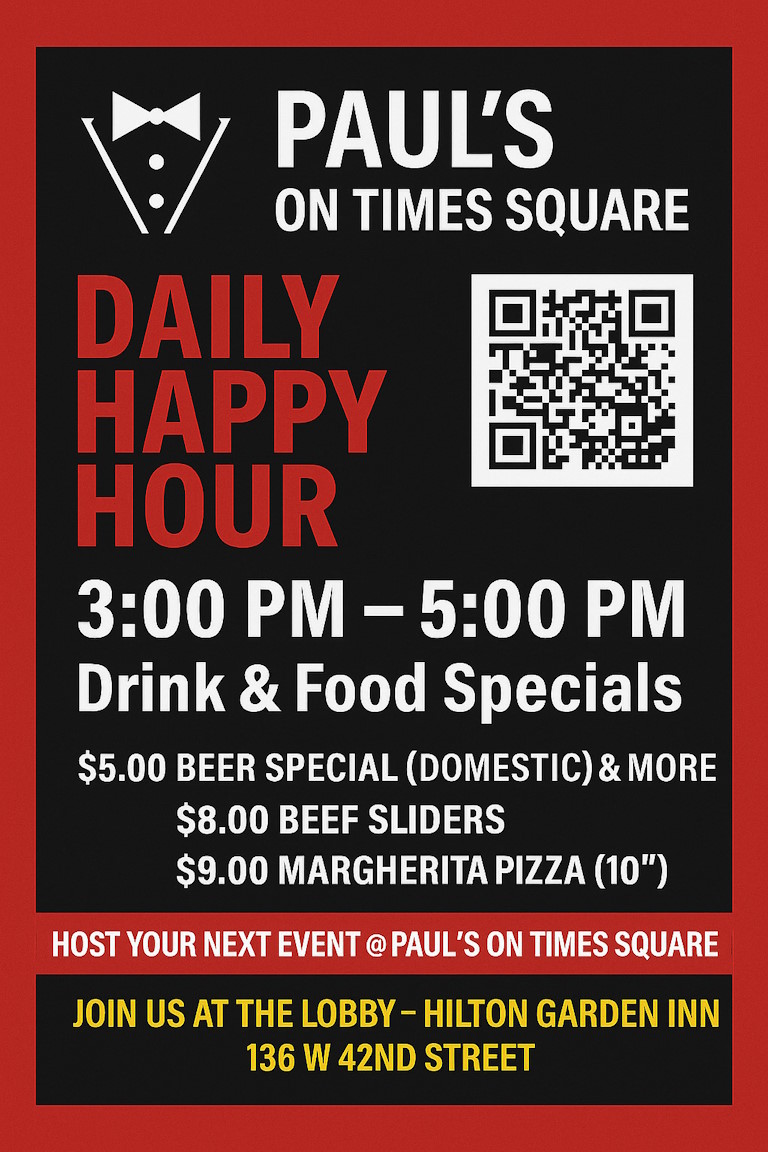 Daily happy hour 3pm to 5pm. $5 beers, $8 beef sliders, $9 Margherita 10%m pizza.